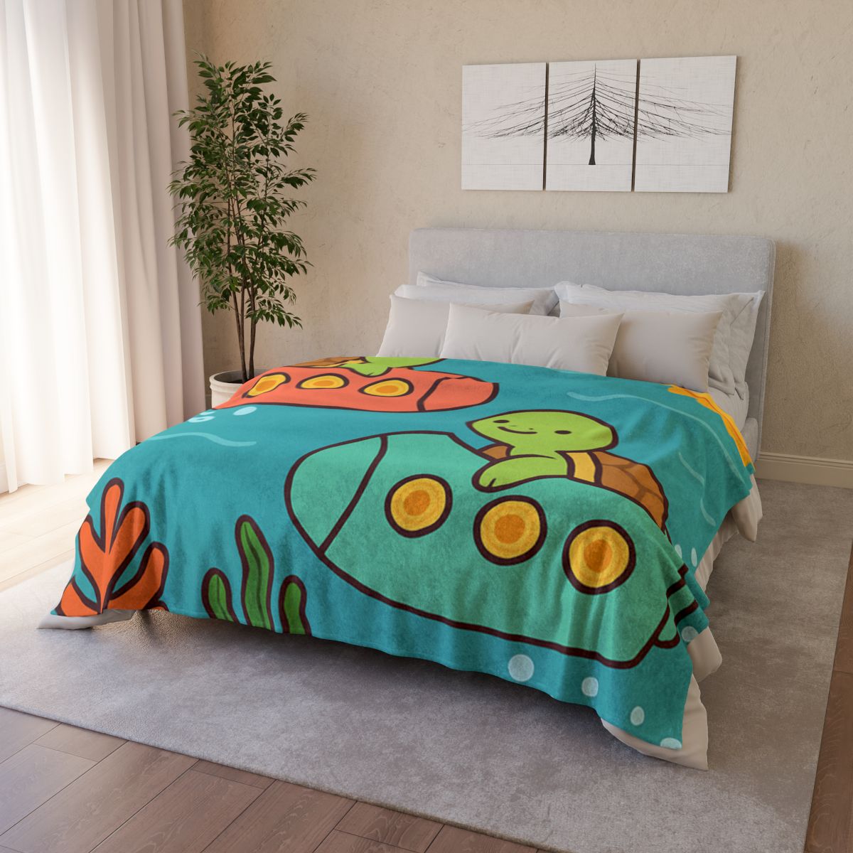 Rainbow Reef Rocket Race designer printed blankets