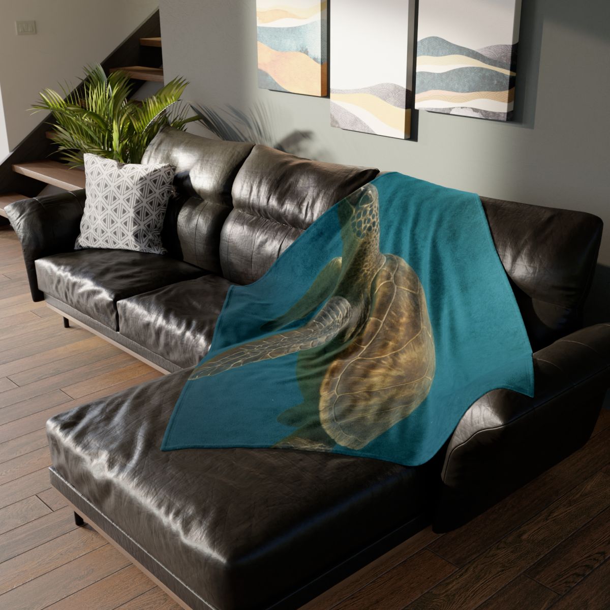 Emerald Drift Green Sea Turtle unique gift blankets