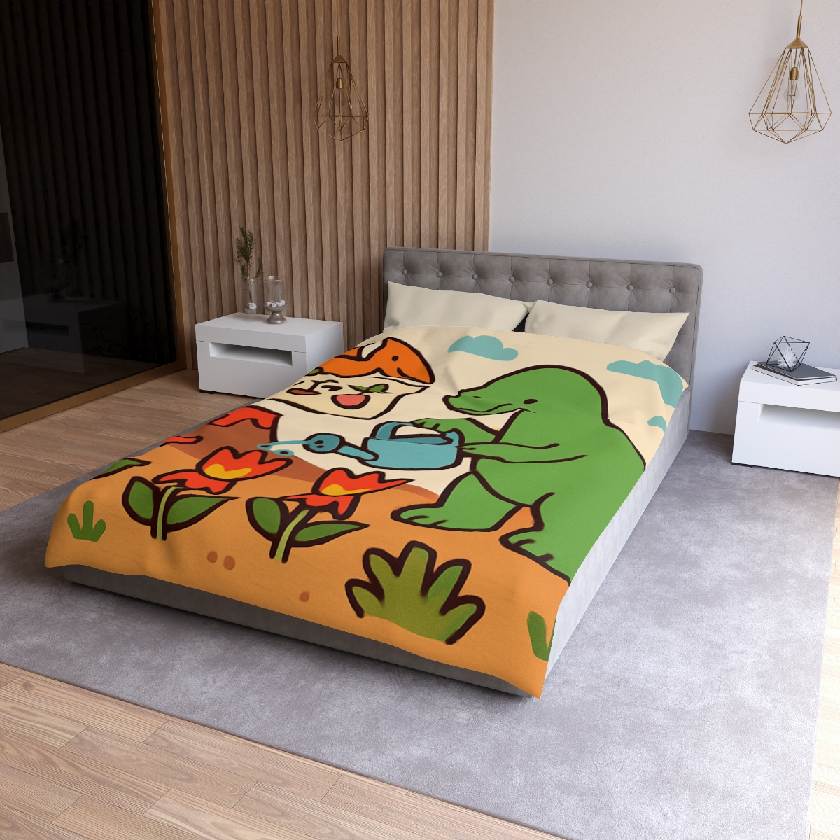 Volcano Garden Of Friendly Dinosaurs personalized bedding duvets