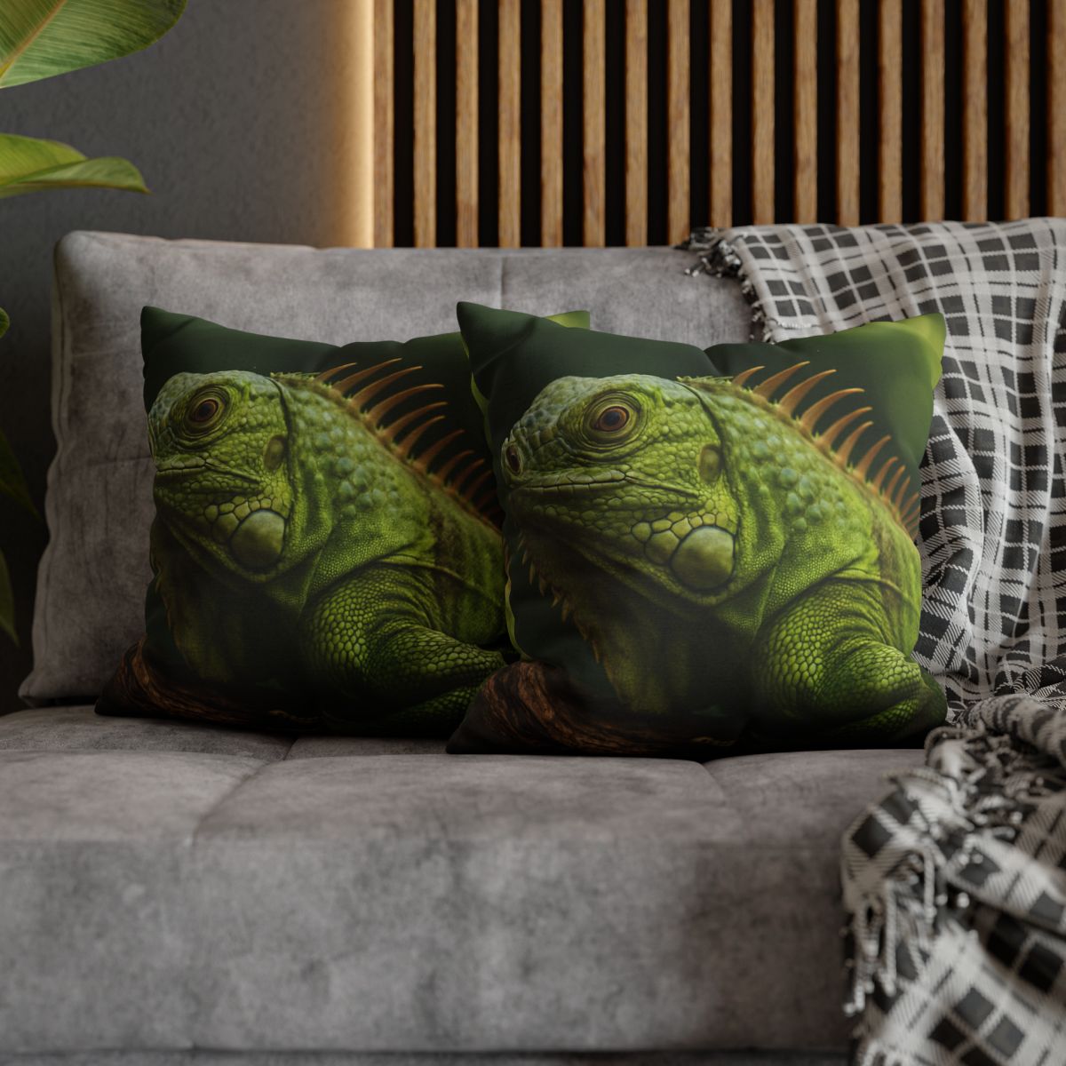 Verdant Gaze Green Iguana soft cotton pillow cases
