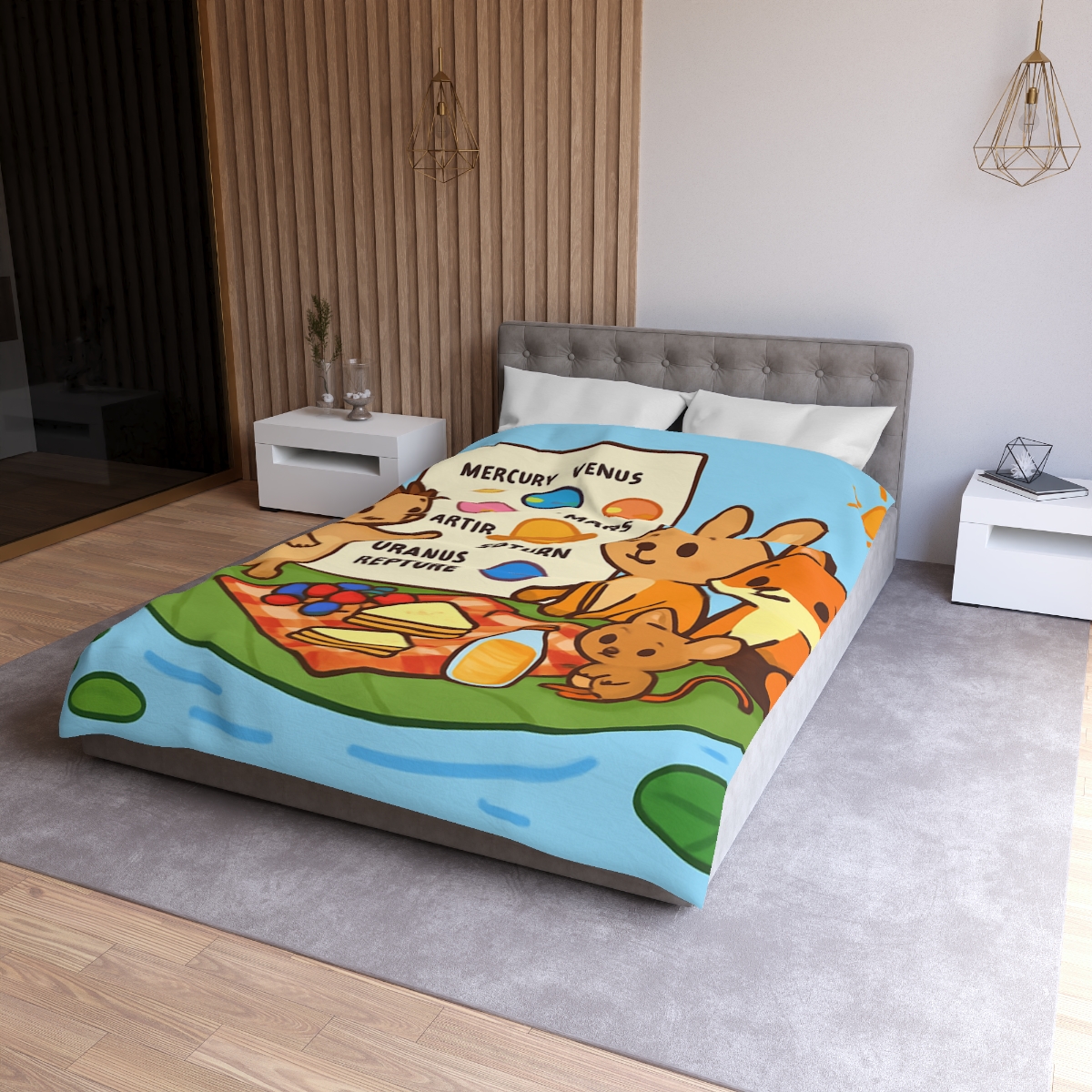 Solar System Picnic On A Floating Leaf stylish duvet covers