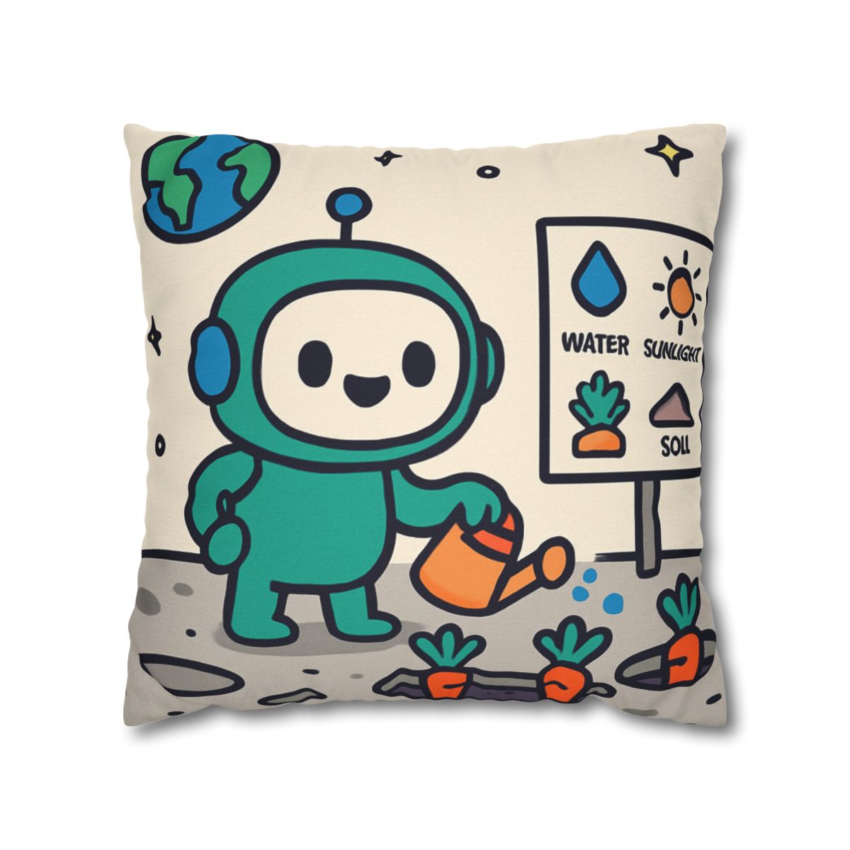 Moon Garden Robot Growing Crater Carrots unique gift pillow cases