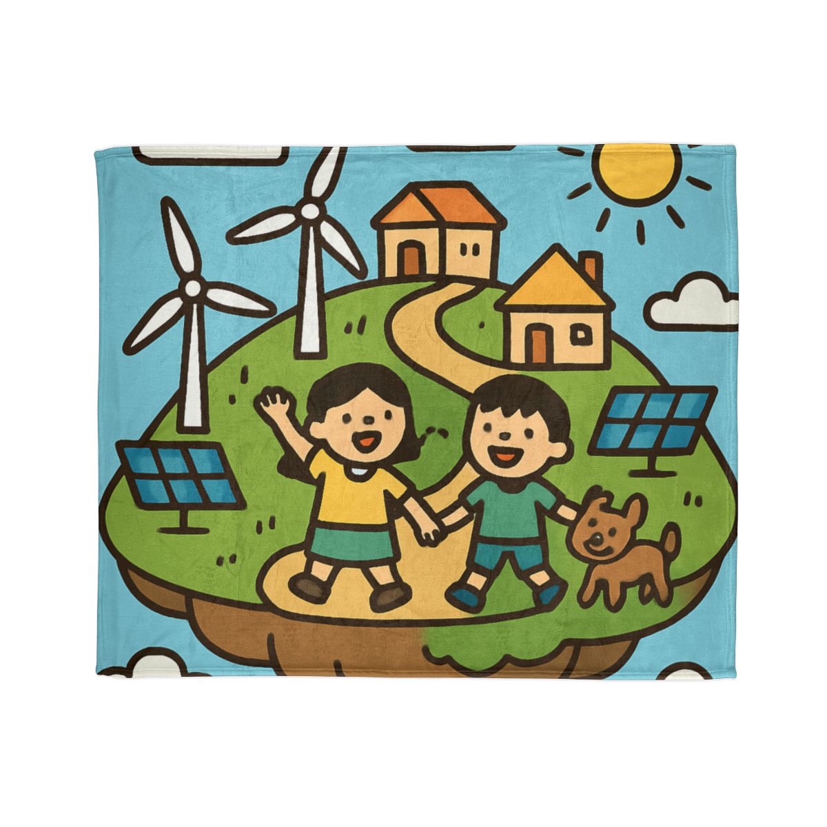 Floating Eco City Sky Island personalized cozy blankets