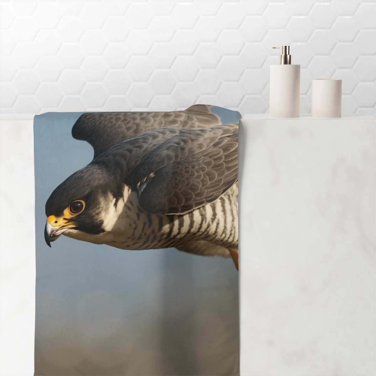 Starlit Dive Peregrine Falcon stylish beach towels