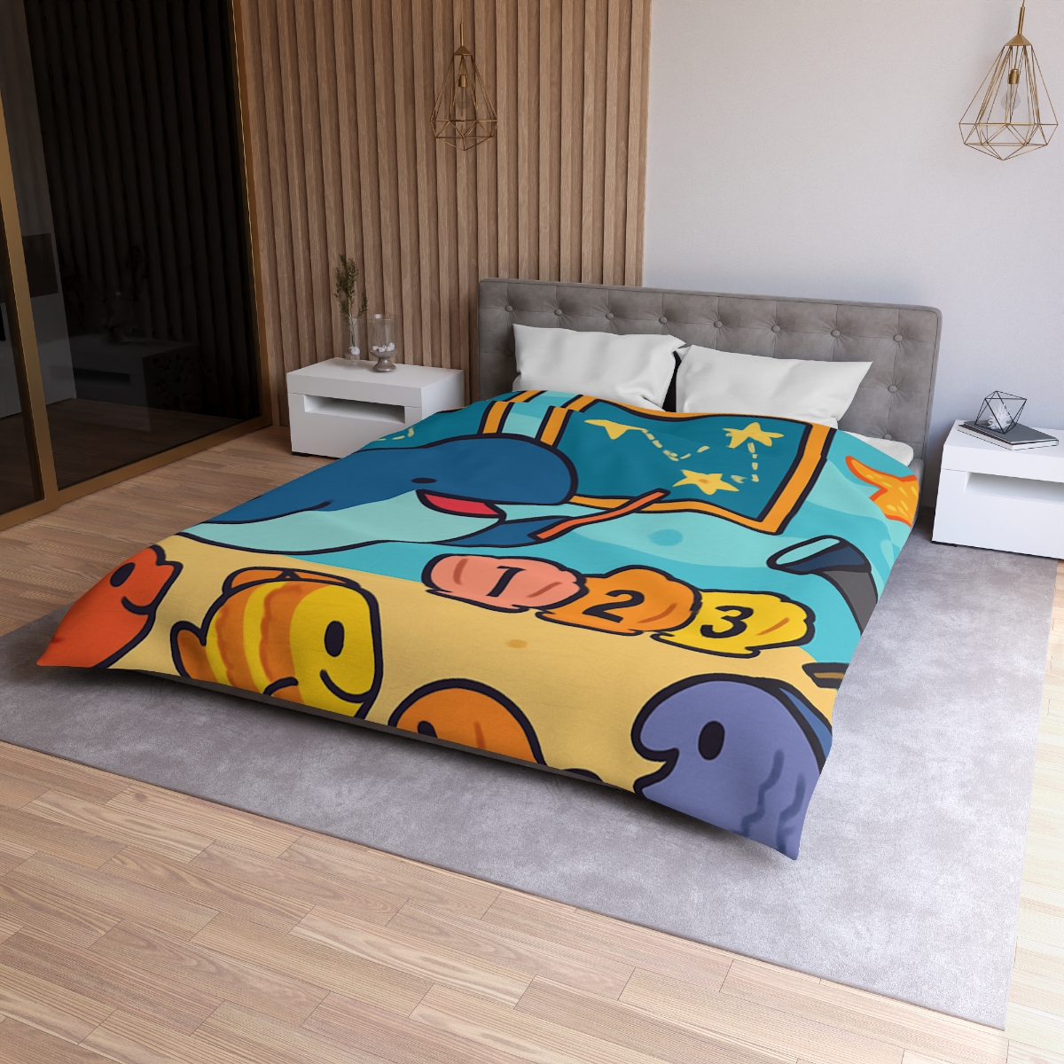 Cosmic Coral Classroom unique patterned duvets