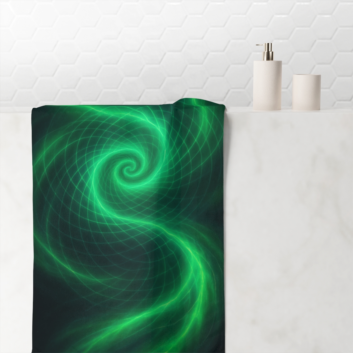Aurora Spiral Lattice designer printed towels