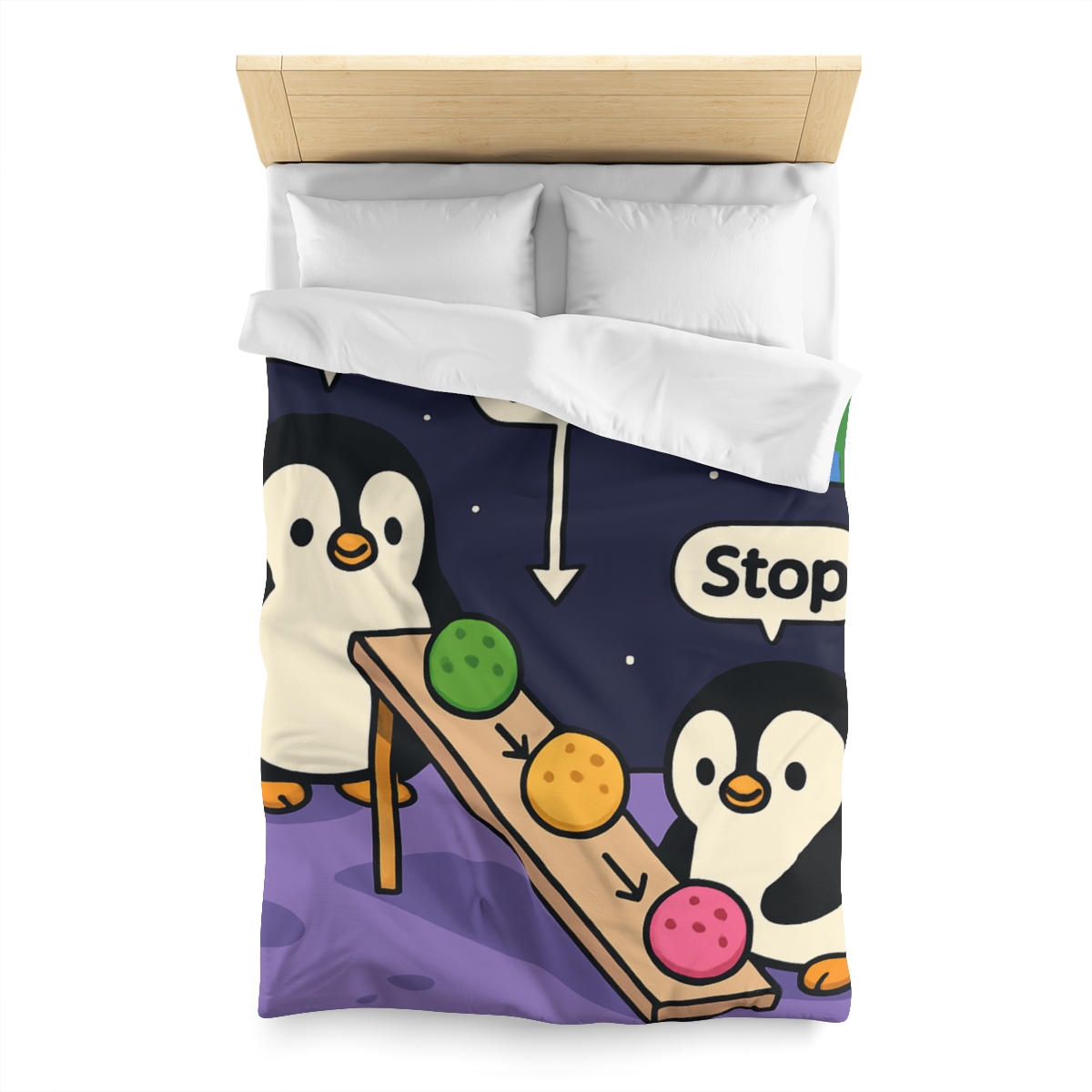 Moonlight Penguin Ice Cream Physics custom duvets