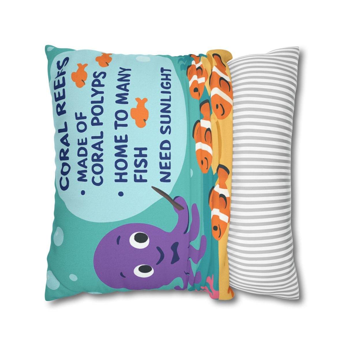 Coral Classroom With Professor Octopus stylish decorative pillowcases