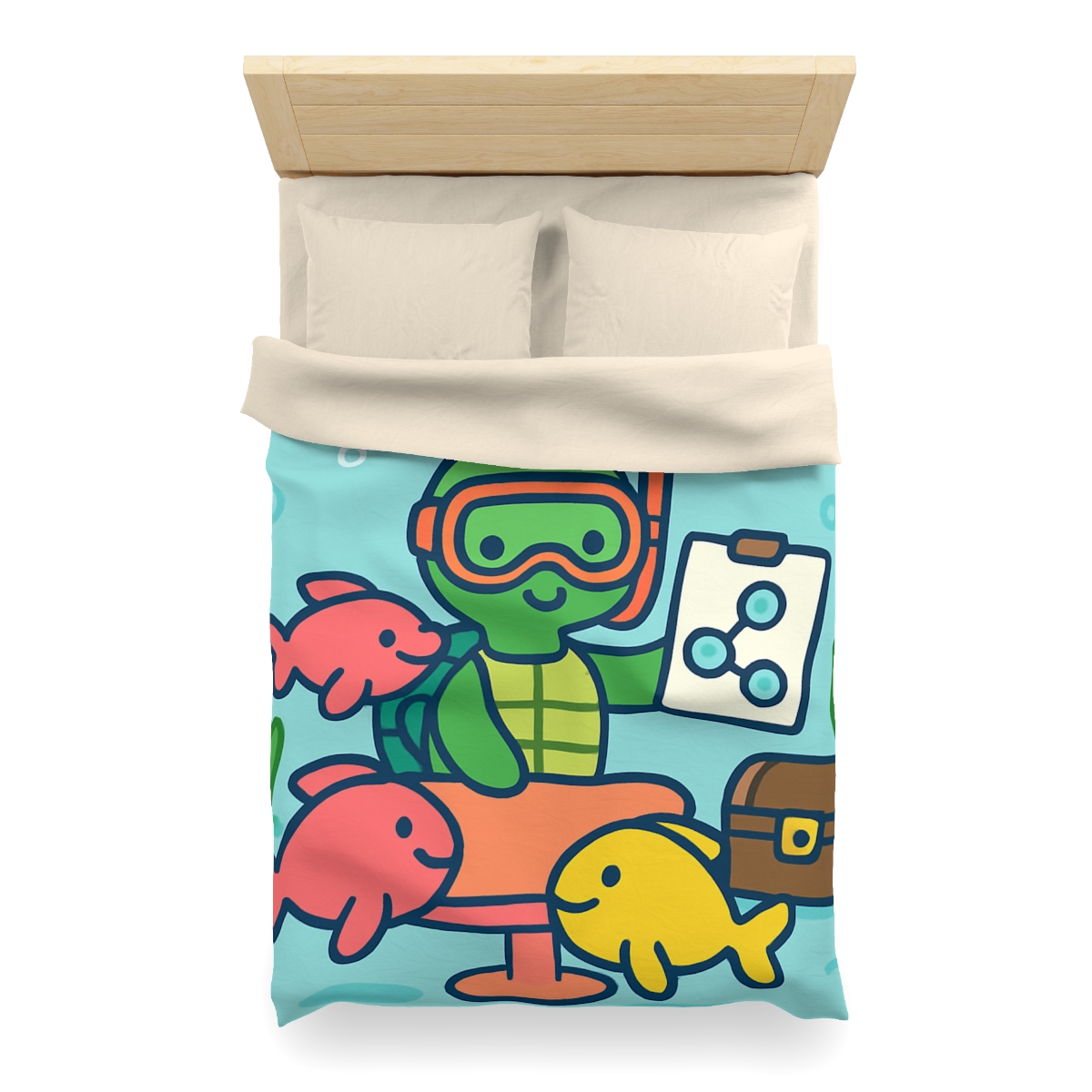 Coral Reef Science Club Turtle personalized bedding duvets