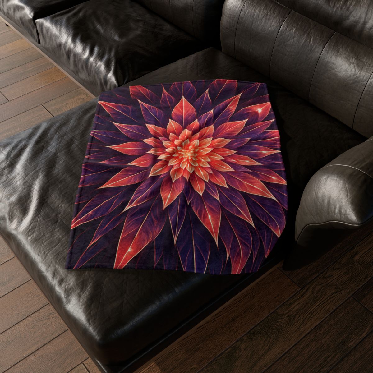 Cosmic Bloom Fractal soft fleece blankets