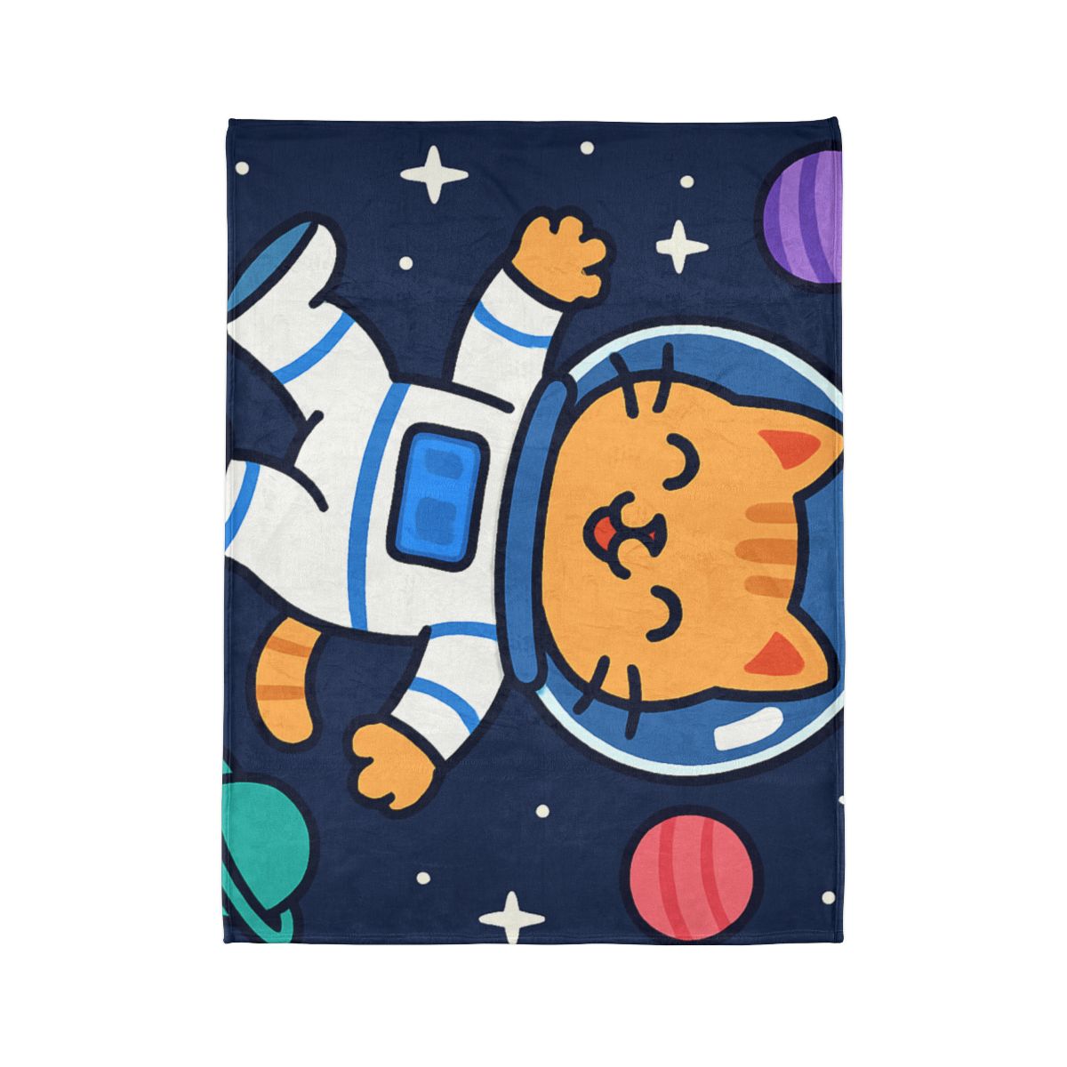 Curious Space Explorer Cat personalized cozy blankets