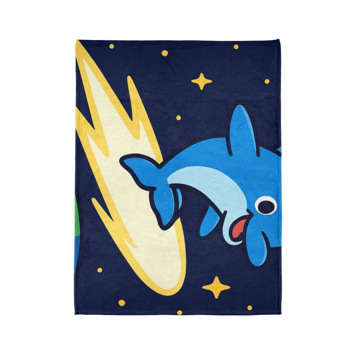 Cosmic Dolphin Comet Ride stylish throw blankets