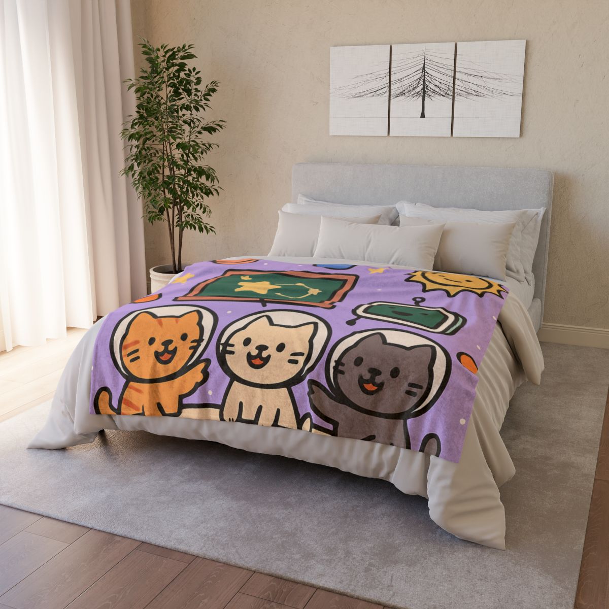 Space School Astronaut Cats designer printed blankets