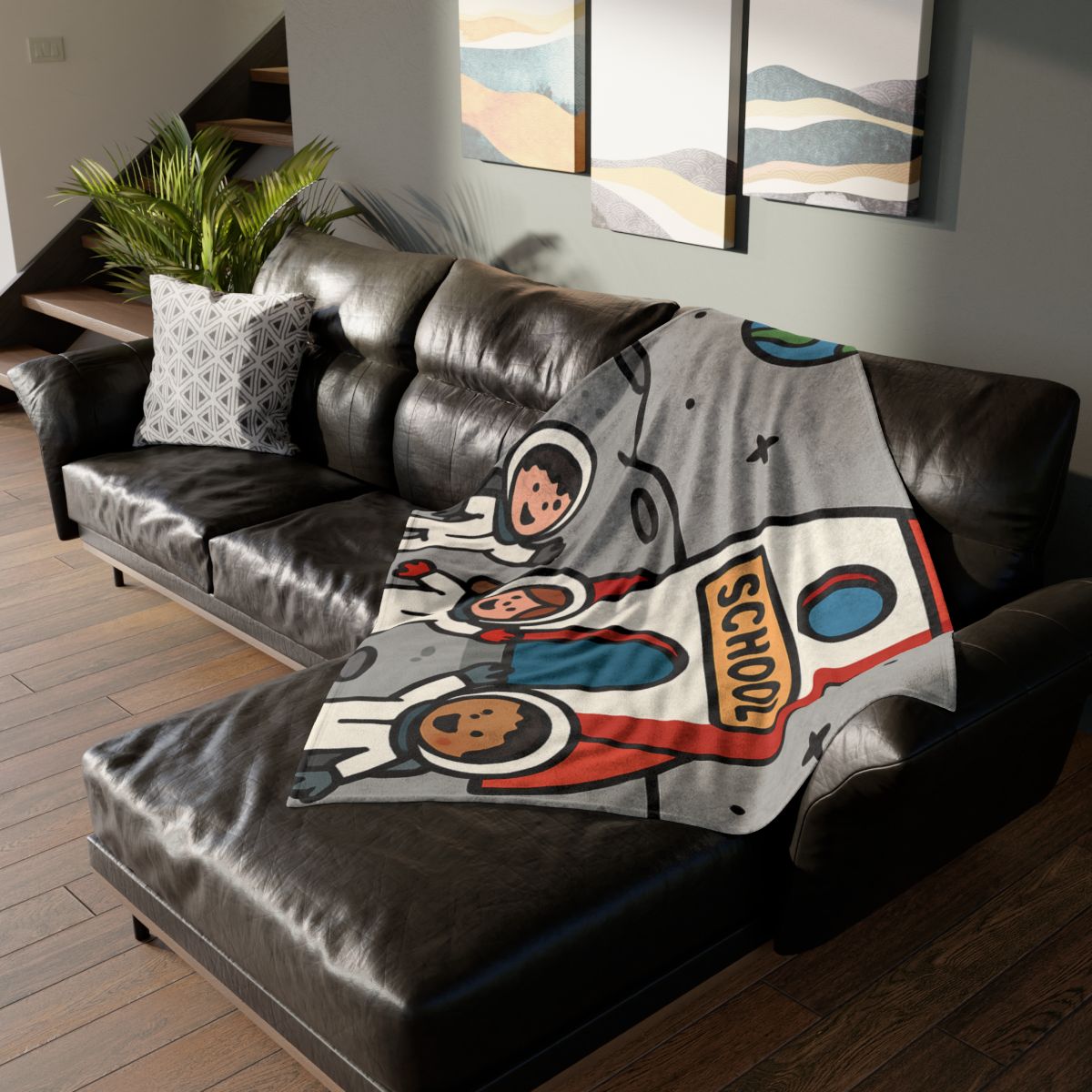 Rocket School On The Moon trendy patterned blankets