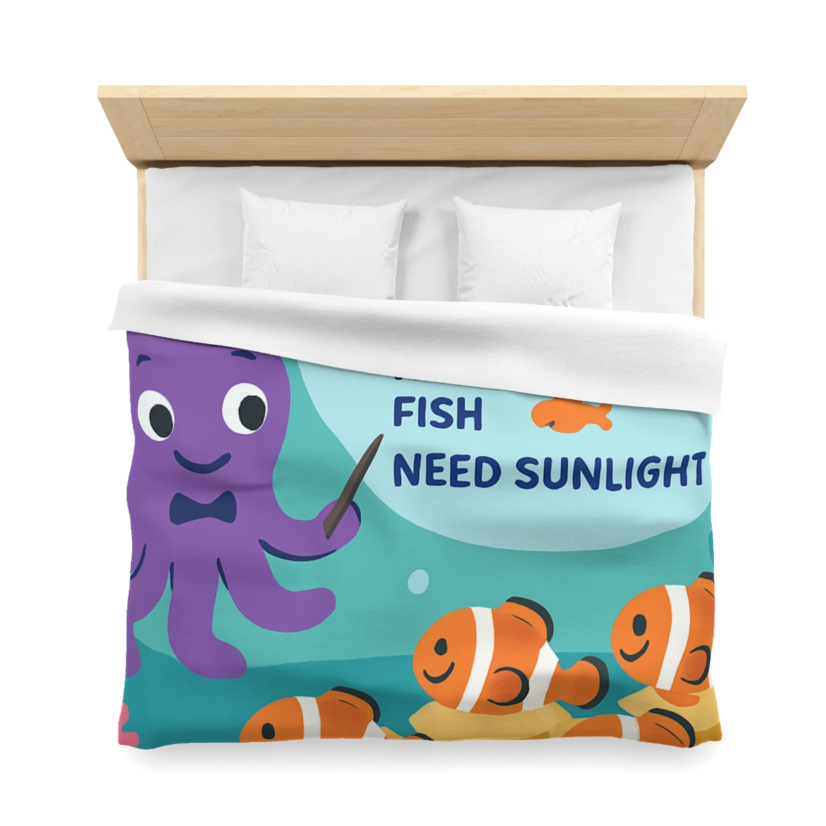 Coral Classroom With Professor Octopus soft comforter duvets