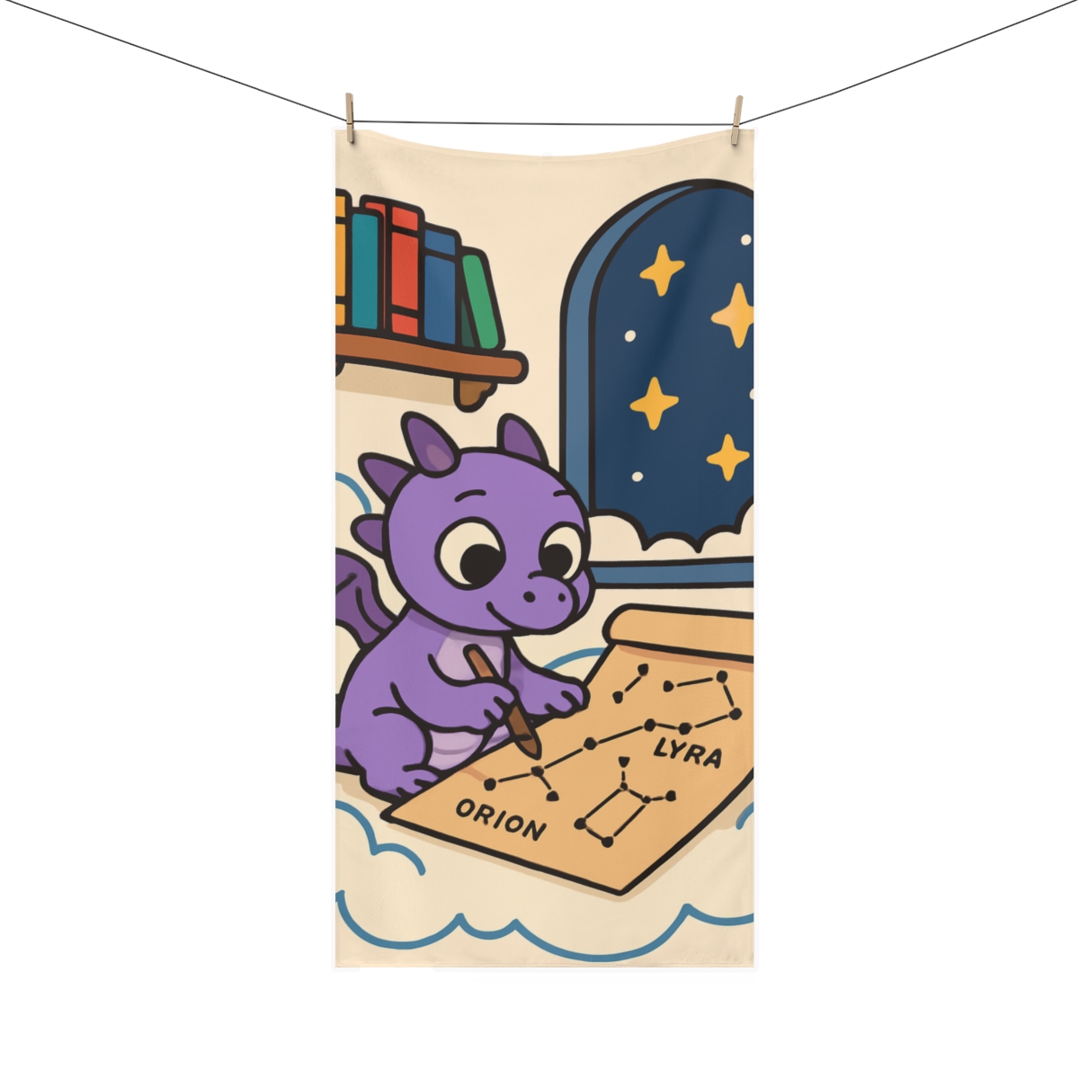 Sky Library Dragon Mapmaker comfortable face towels