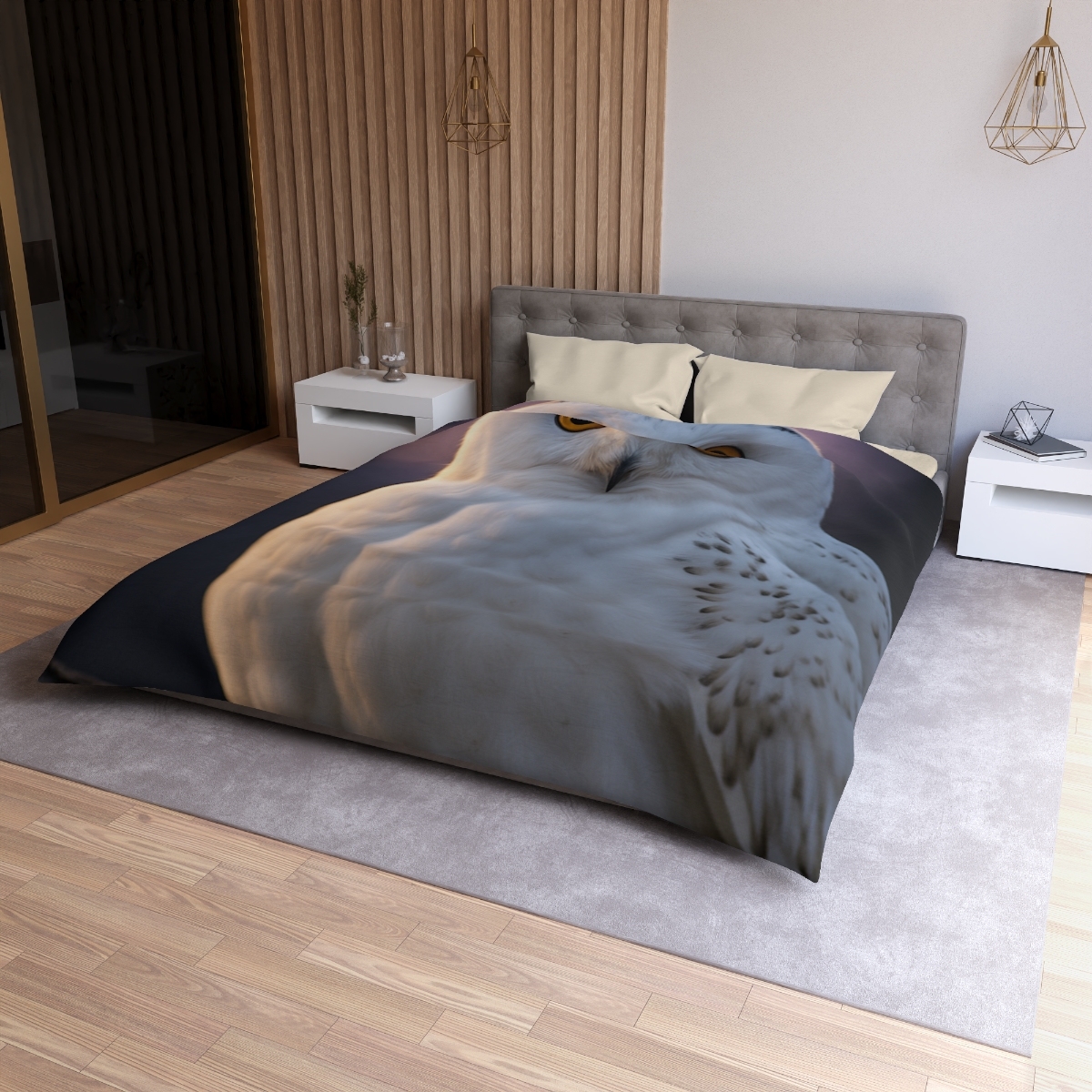 Twilight Watcher Snowy Owl personalized bedding duvets