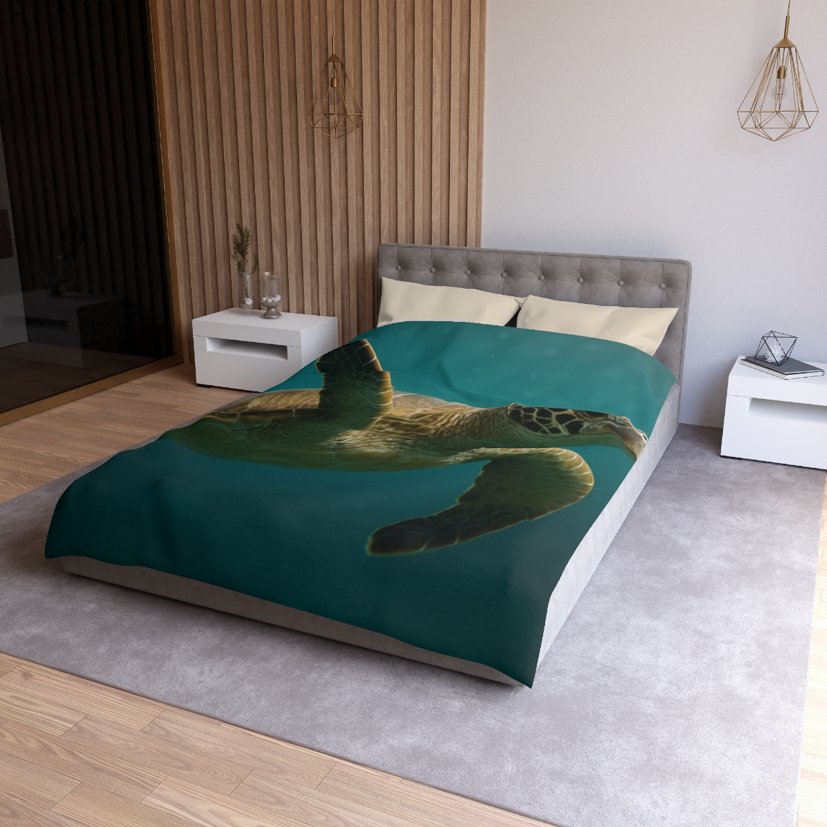 Nebula Glide Green Sea Turtle trendy bedroom duvets