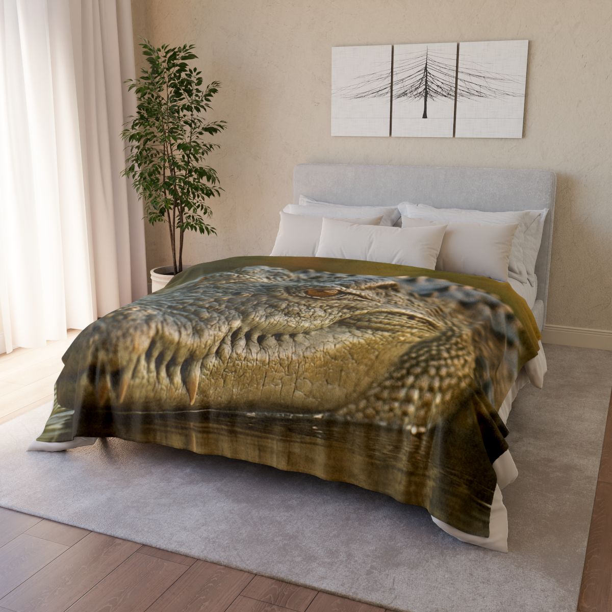 Ember Eye Saltwater Crocodile personalized cozy blankets