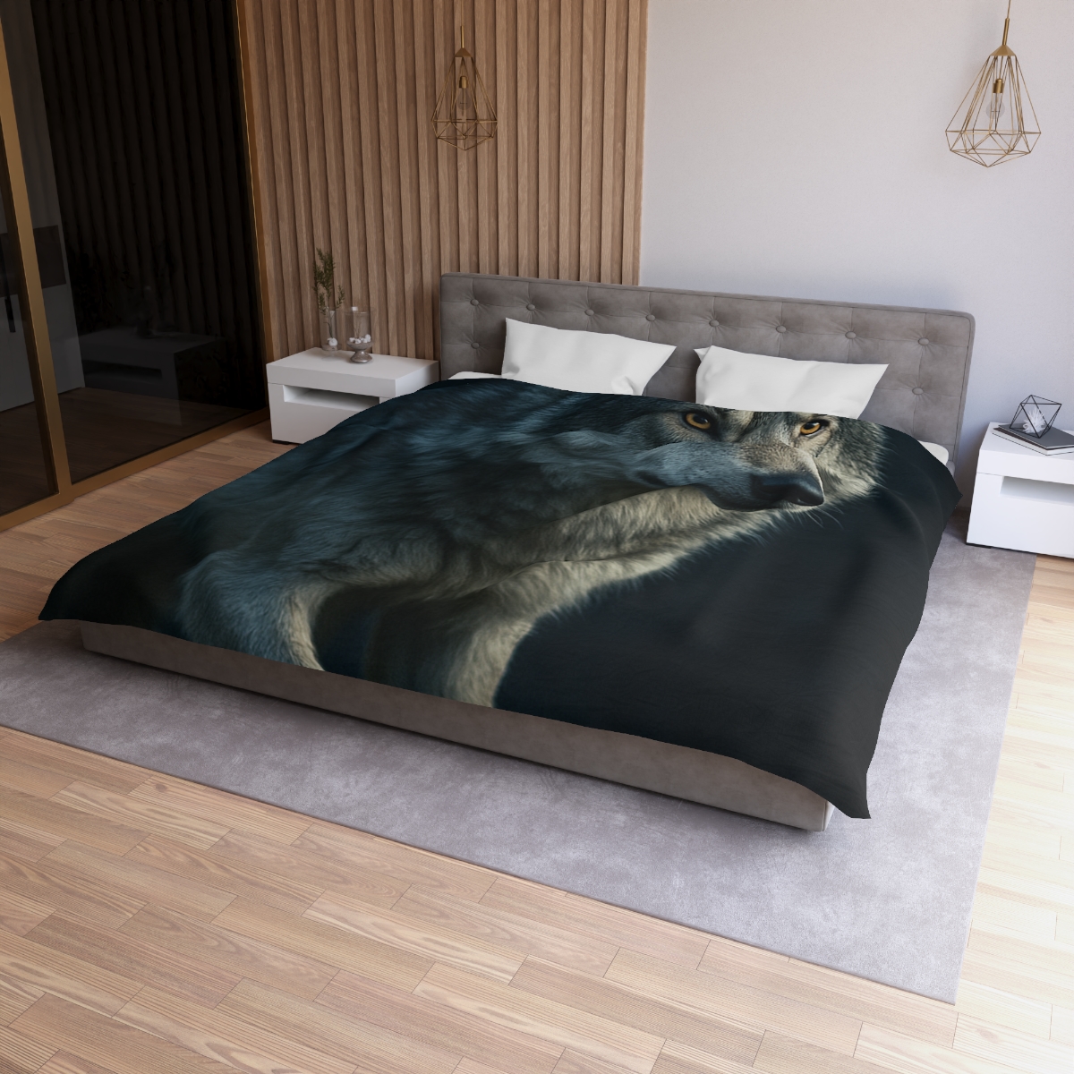 Moonlit Pause Gray Wolf trendy bedroom duvets