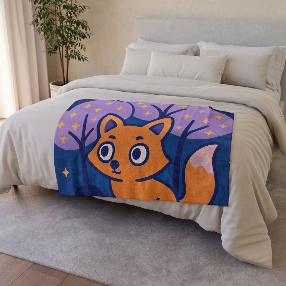 Galactic Forest Fox soft fleece blankets