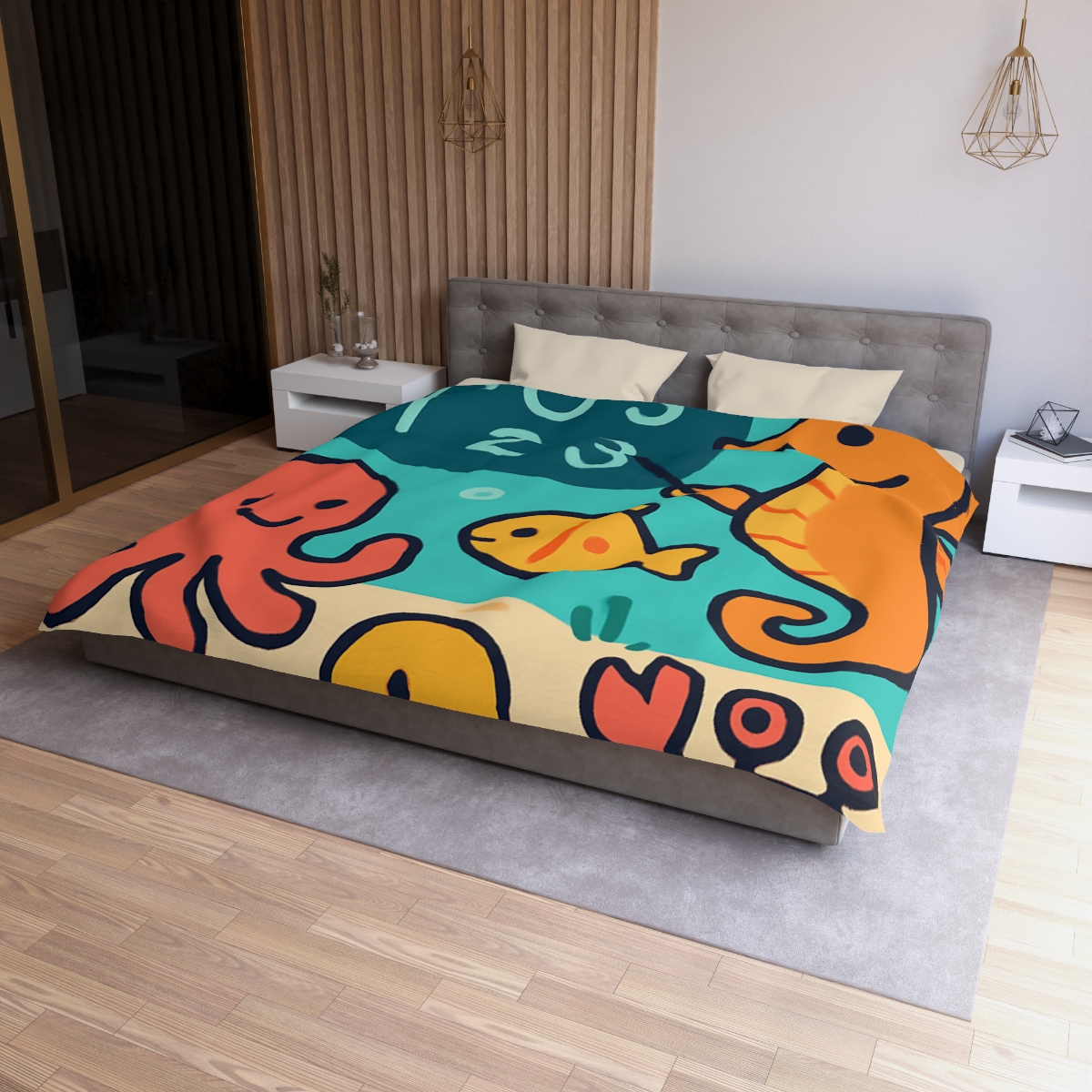 Coral Classroom With The Seahorse Teacher unique patterned duvets