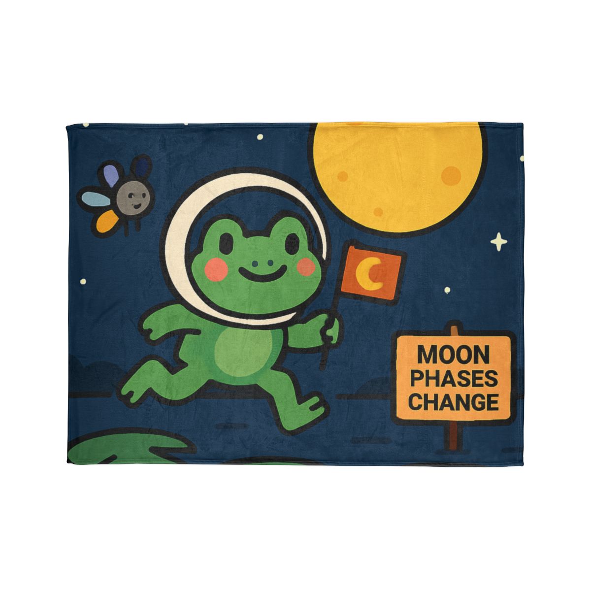 Moonlight Marsh Frog Astronaut trendy patterned blankets