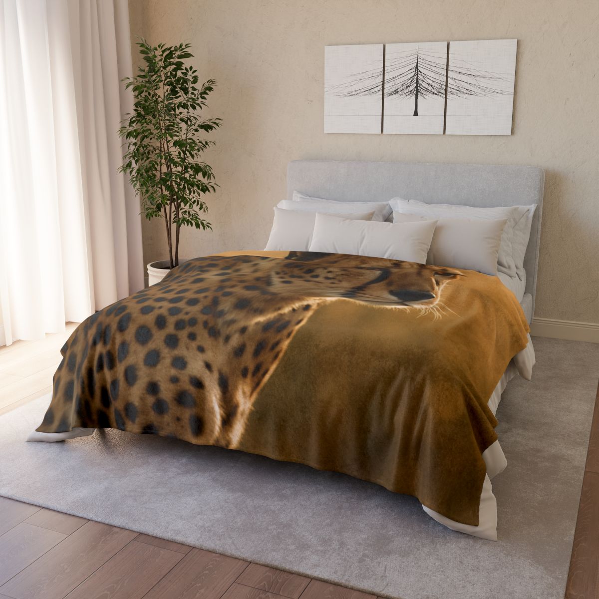 Sunlit Stare Cheetah warm winter blankets