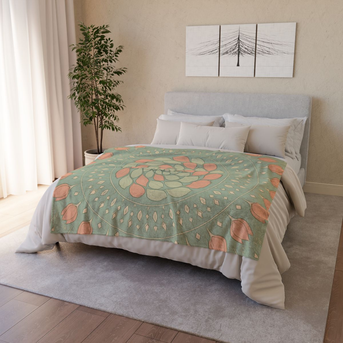 Bud Spiral Mandala custom blankets