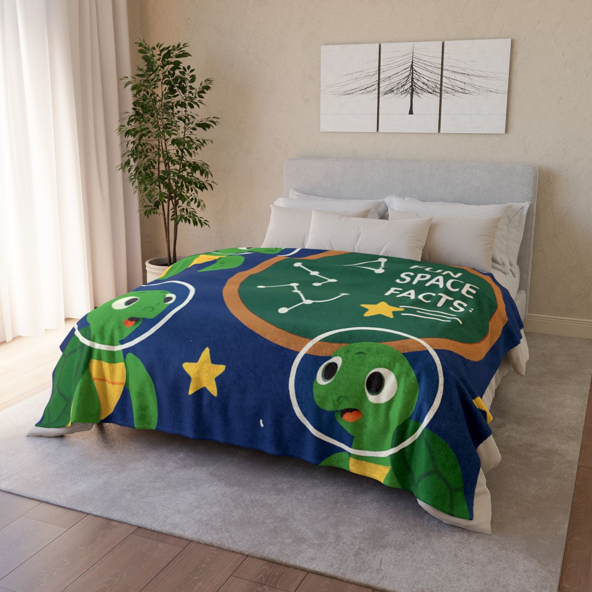 Space School Of Curious Sea Turtles trendy patterned blankets