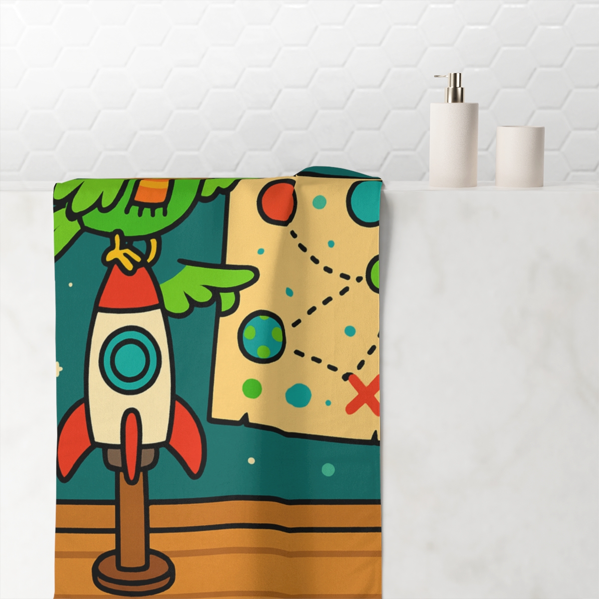 Cosmic Pirate Parrot stylish beach towels