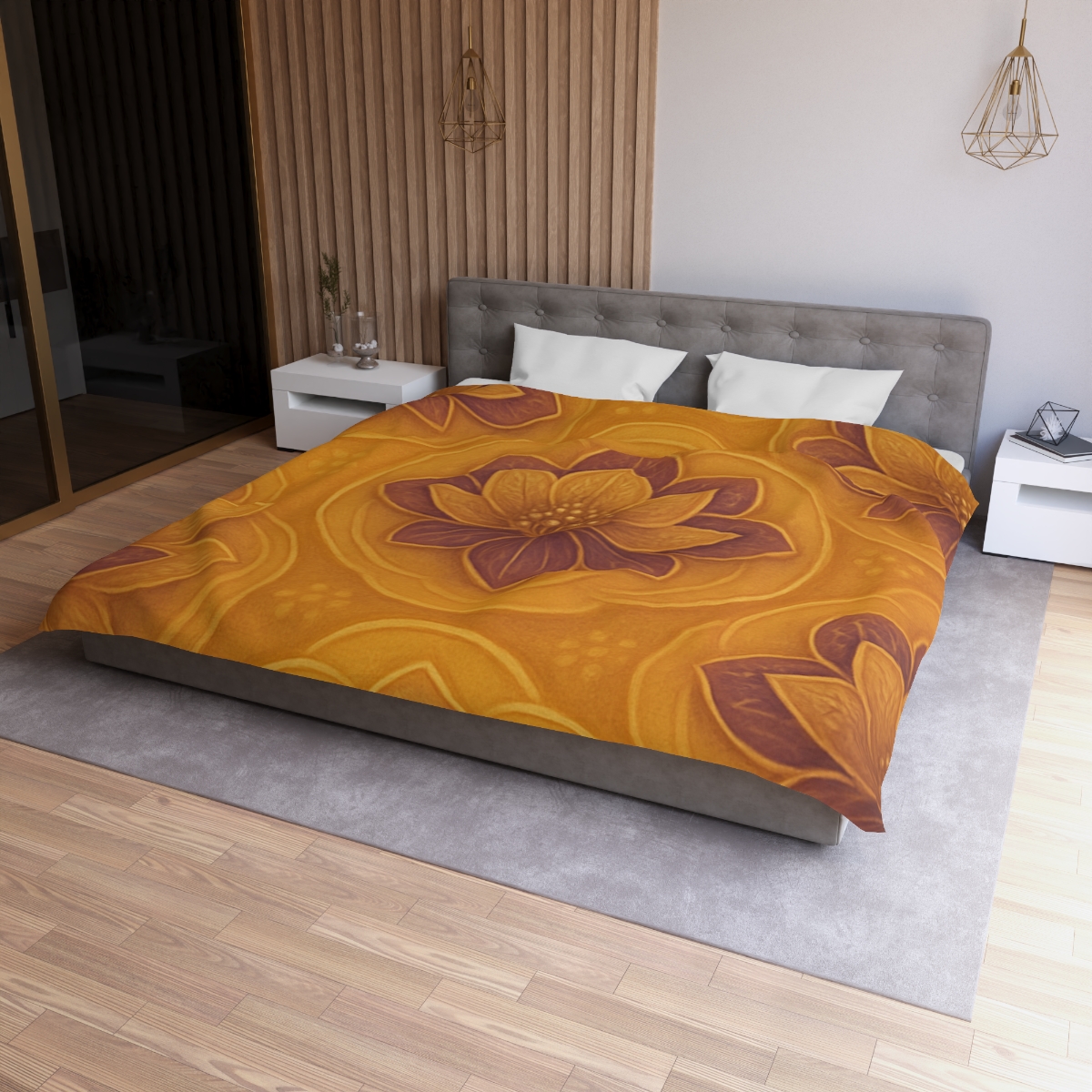 Auric Blossom Halo designer printed duvets