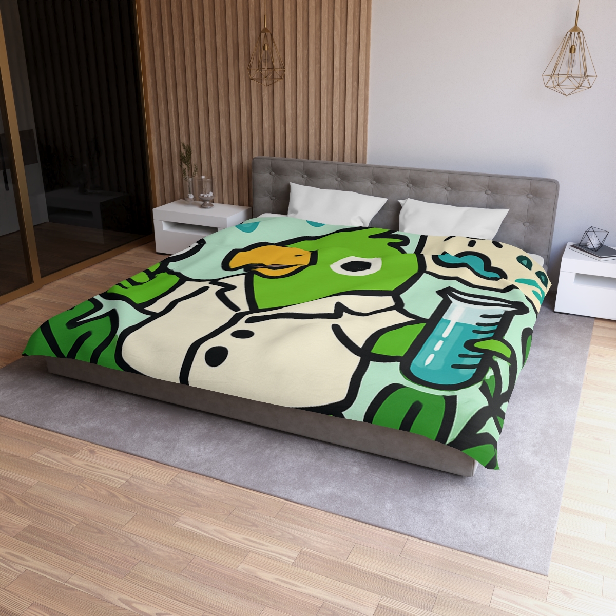Rainforest Weather Lab With Parrot Scientist unique patterned duvets