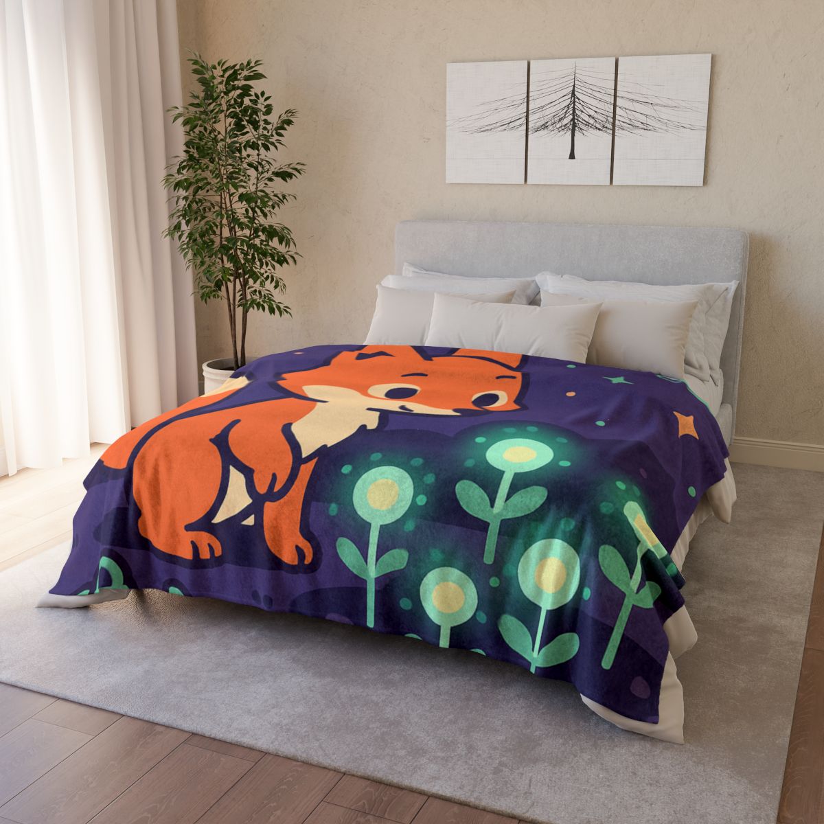 Galaxy Garden Fox decorative home blankets