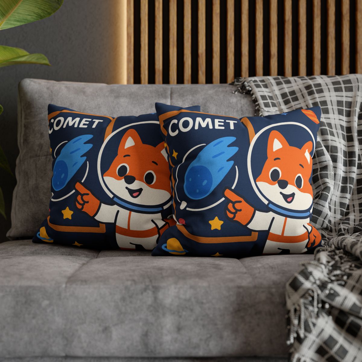 Comet Classroom With Curious Space Fox soft cotton pillow cases