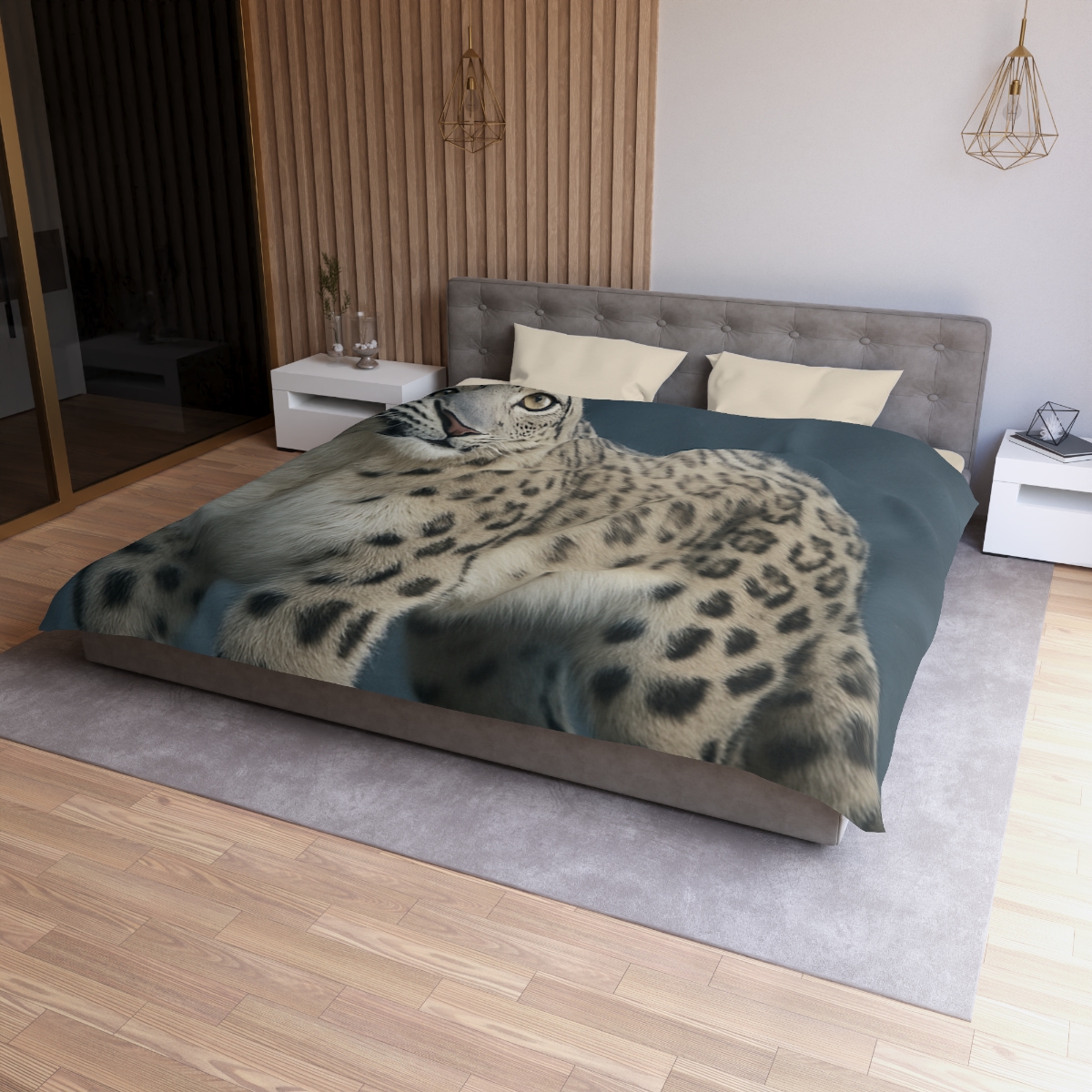 Aurora Gaze Snow Leopard personalized bedding duvets