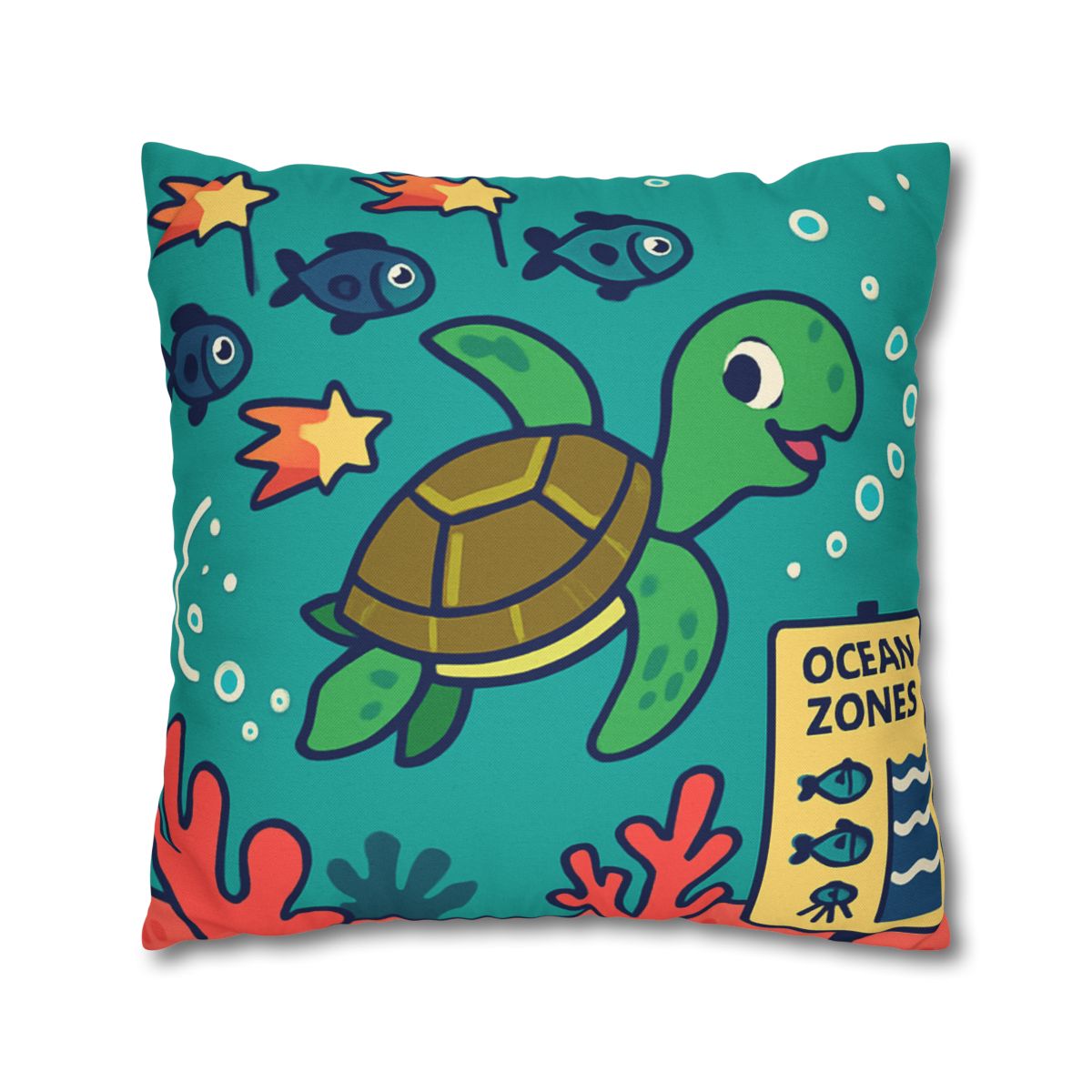 Coral Comet Turtle Parade trendy patterned pillow cases