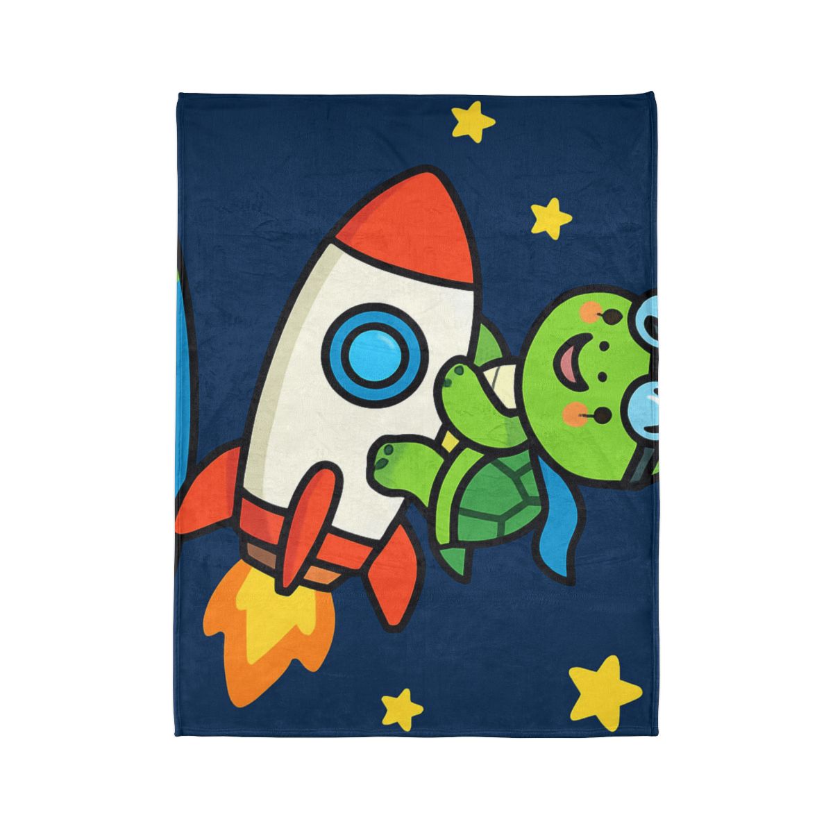 Rocket Riding Turtle To The Moon designer printed blankets