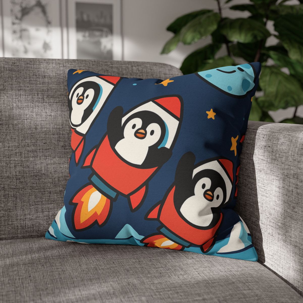 Rocket Penguin Crew soft cotton pillow cases