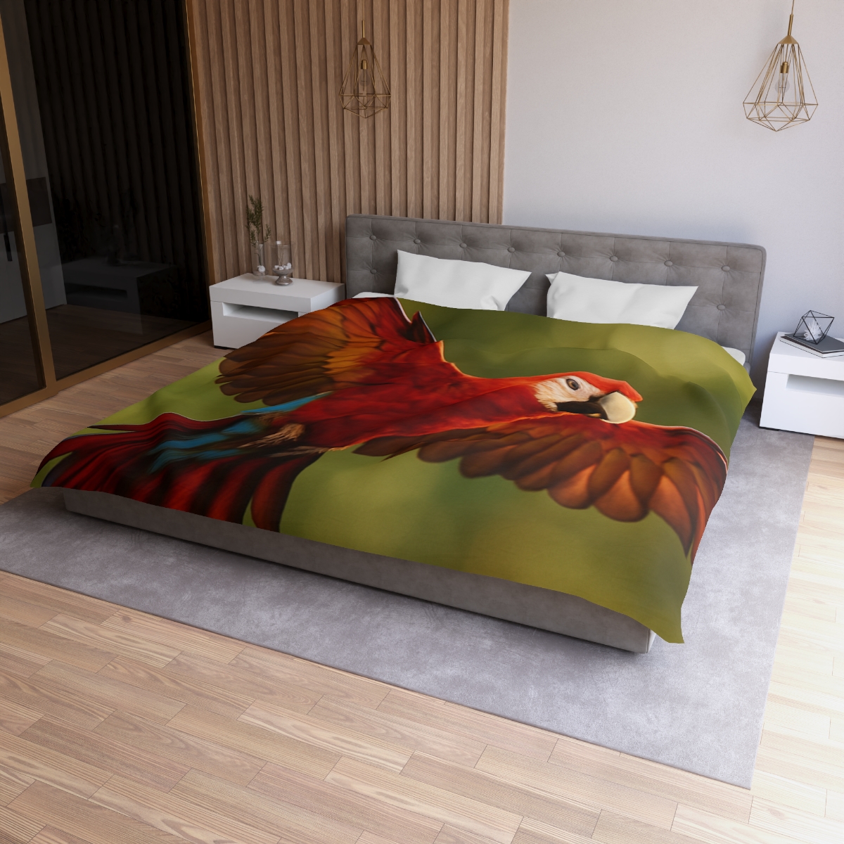 Scarlet Arc Macaw In Flight personalized bedding duvets