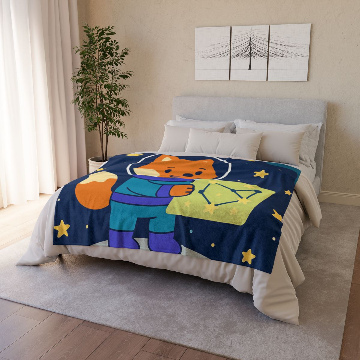Space Fox And The Star Map warm winter blankets