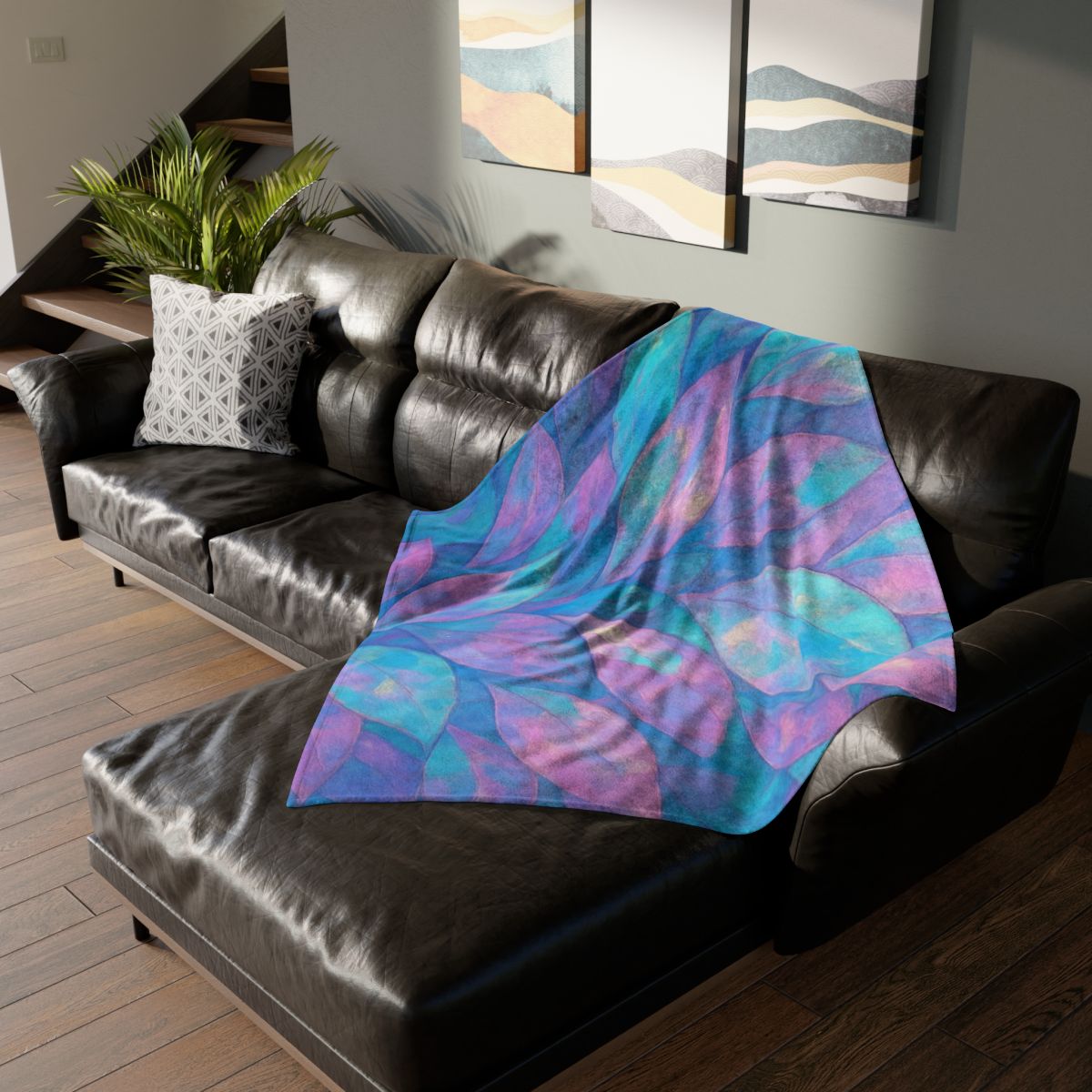 Petal Mosaic Aurora soft fleece blankets