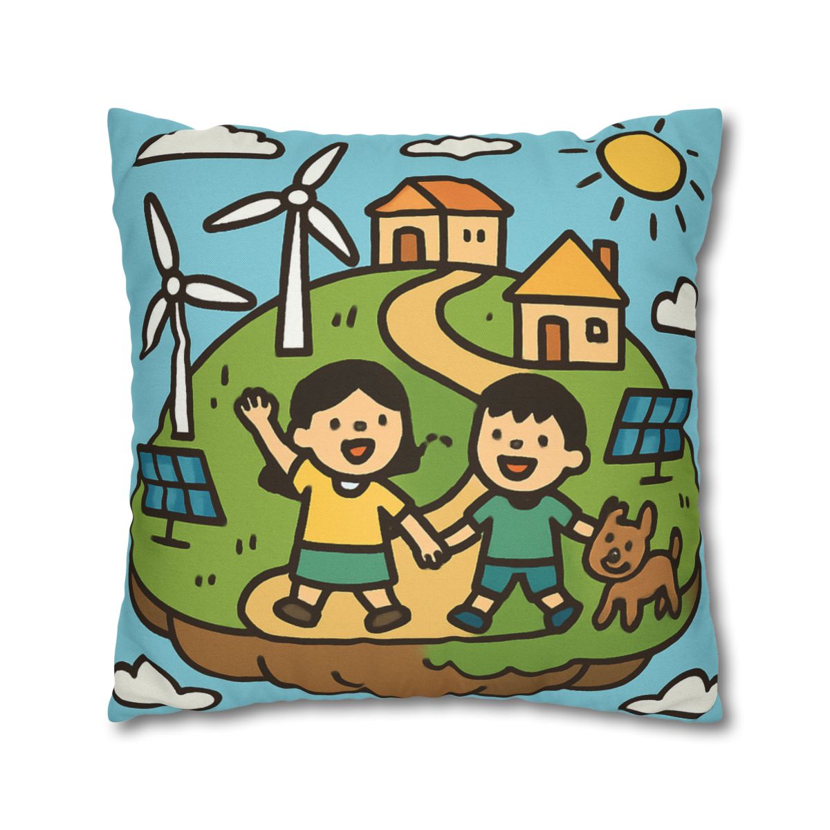 Floating Eco City Sky Island soft cotton pillow cases