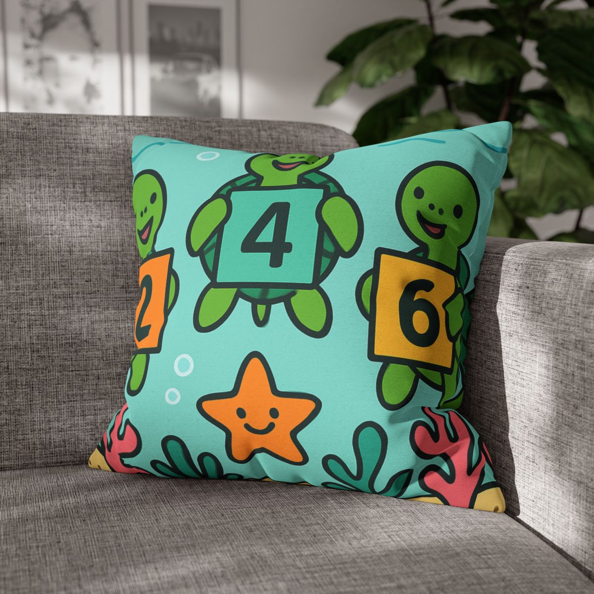 Coral Reef Math Parade Of Sea Turtles soft cotton pillow cases