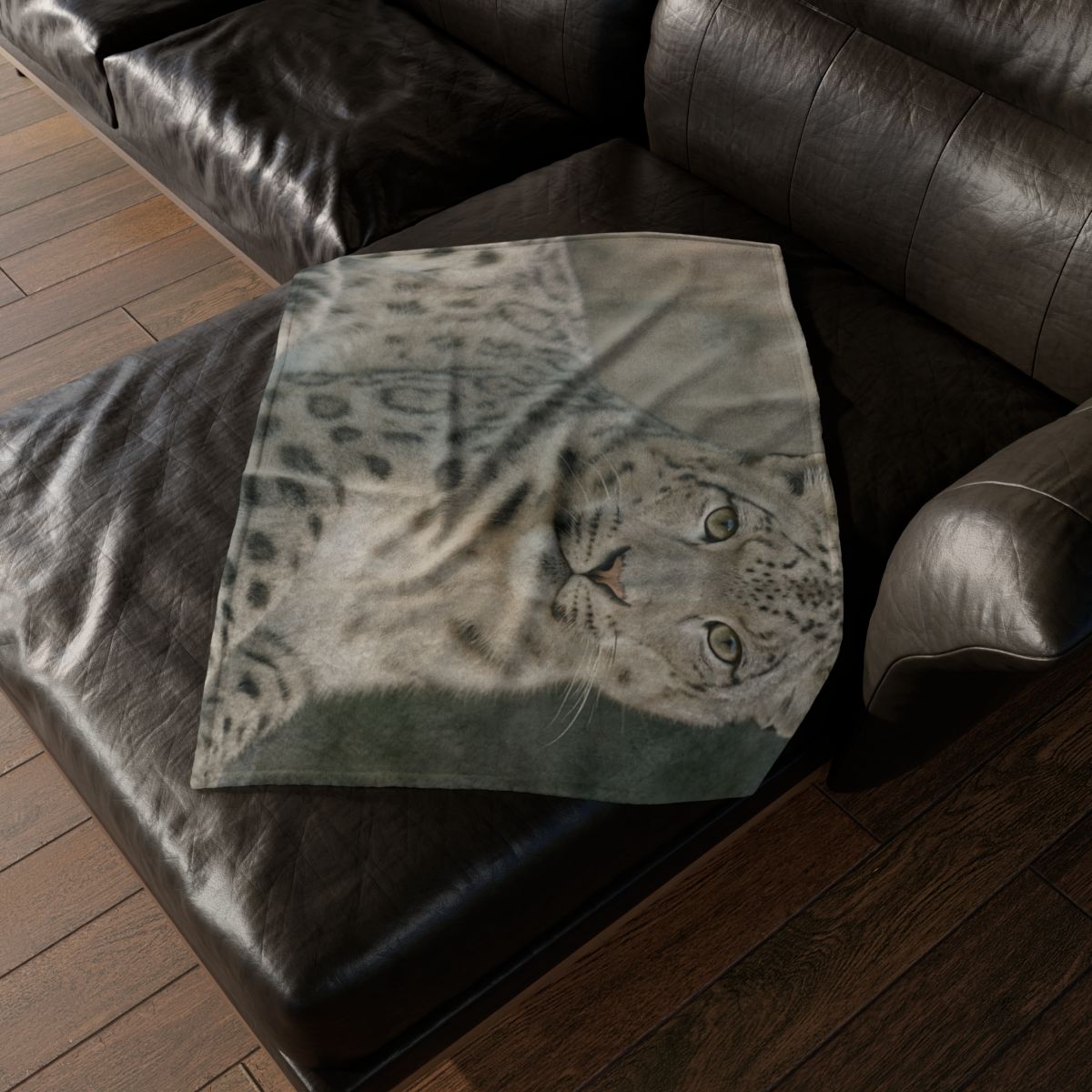 Hidden Realm Snow Leopard soft fleece blankets