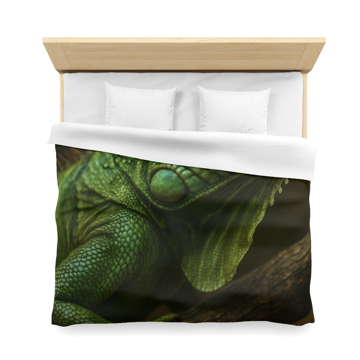 Starlit Stillness Green Iguana designer printed duvets