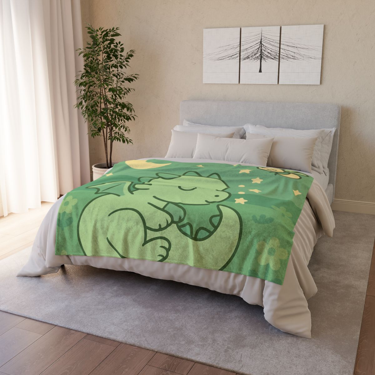 Moonlight Meadow Dragon soft fleece blankets