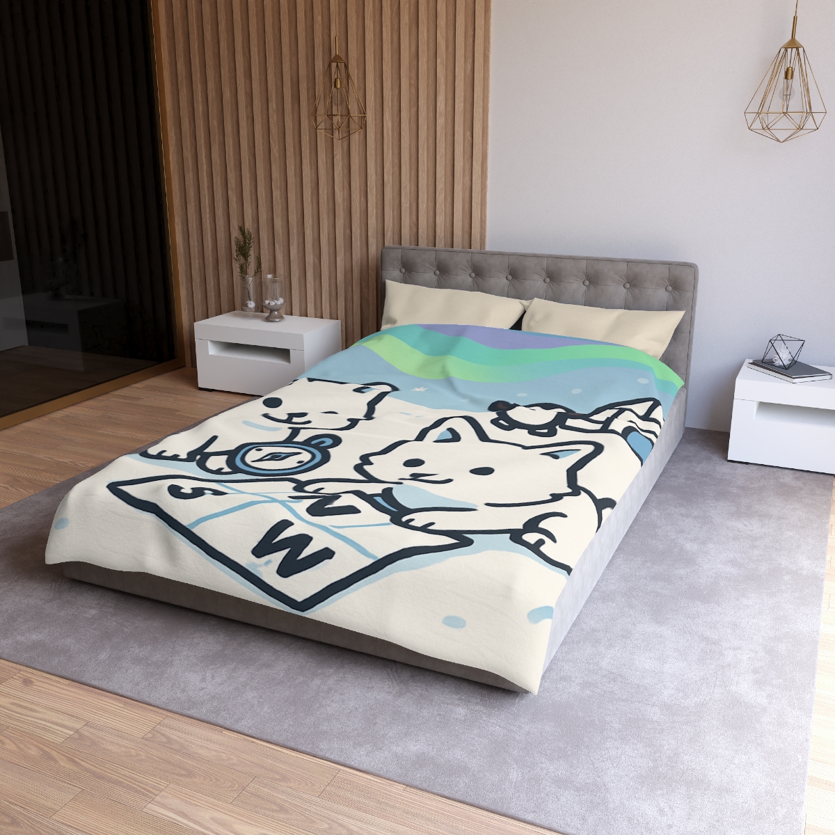 Polar Aurora Map Makers stylish duvet covers