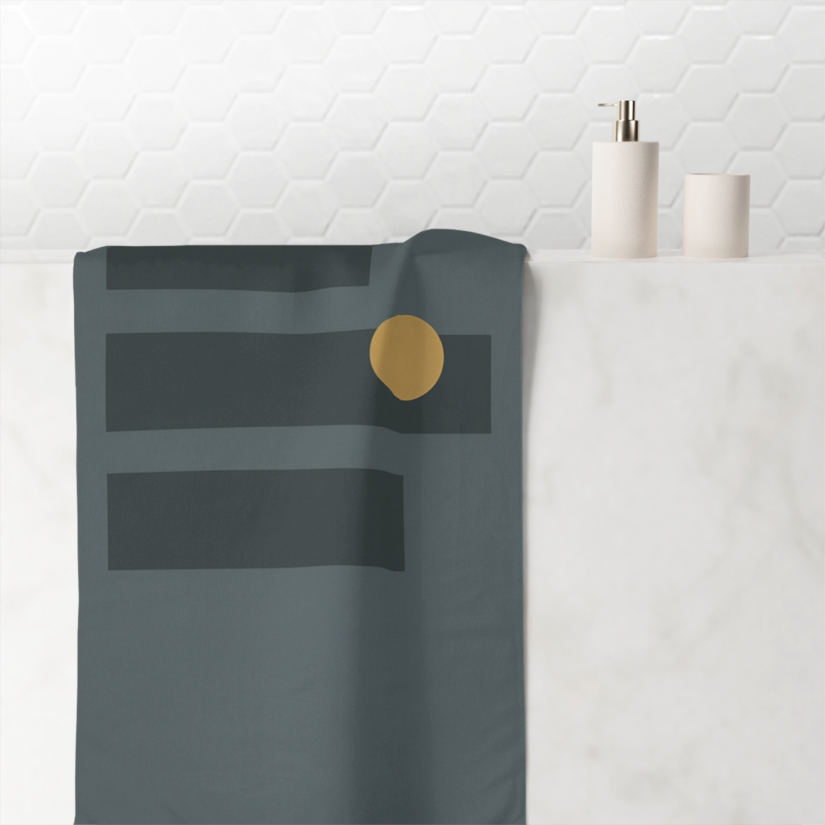 Offset Slate Bars With Accent Dot soft cotton towels