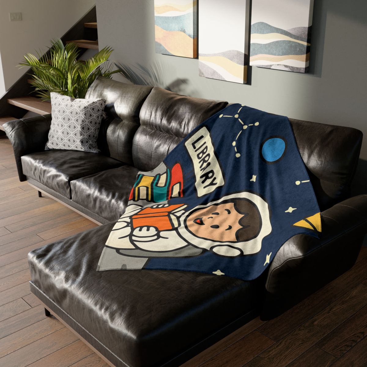 Galaxy Library On The Moon warm winter blankets